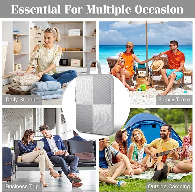 8 Set Compression Packing Cubes Travel, Lightweight Expandable Travel Cubes Suitcase Organizer for Carry On Luggage Suitcase, Grey