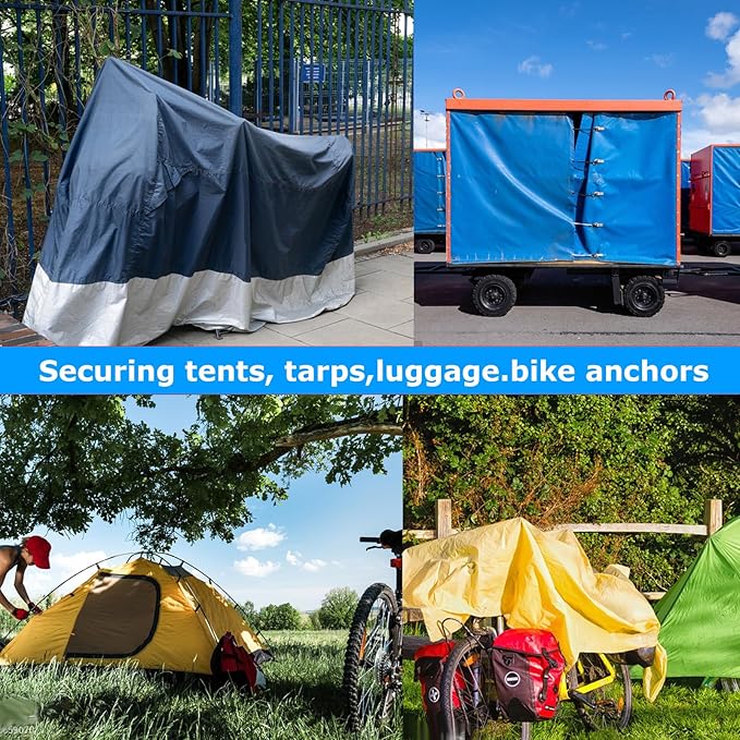 Bungee Cords with Dual Hooks, 12inch 6Pack Mini Bungee Straps 1/3 Inch Strong Elastic Rope Securing Tie Down for Camping,Tarps, Luggage,Bike Rack, Tent