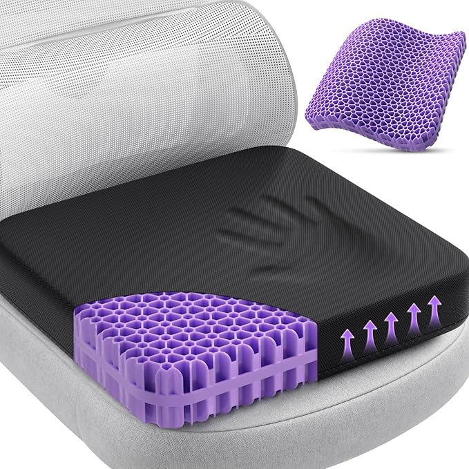 TushGuard Gel Seat Cushion for Long Sitting, Enlarged & Thickened Patent Design Office Chair Seat Cushion, Breathable Cooling Pads for Chairs, Soft Car Cushions for Wheelchair(XX-Large, Black)