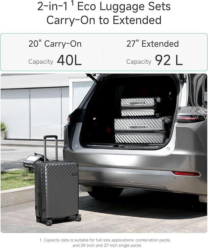 LUGGEX Luggage with Spinner Wheels, Polycarbonate Expandable Hard Shell Suitcase, Checked Large 28 Inch, Champagne