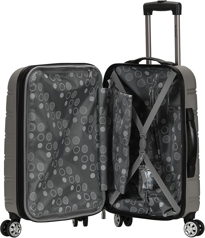 Rockland Melbourne Hardside Expandable Spinner Wheel Luggage, Silver, 2 Piece (20/28)