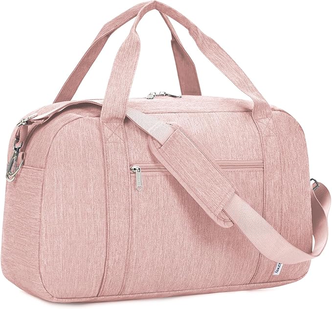 Narwey Carry on Bag 22x14x9 Airlines Approved, Carry on Duffle Bag for Airplane with Wet Pocket, Travel Duffel Bag Luggage Bag Weekender Overnight for Women Men (Pink)