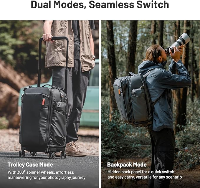 PGYTECH 2-in-1 Roller Camera Backpack, DSLR/SLR/Mirrorless Bag for Travel Photographers, Rolling Luggage with Tripod & Removable Modular & Rain Cover, Compatible with Canon, Nikon, Sony