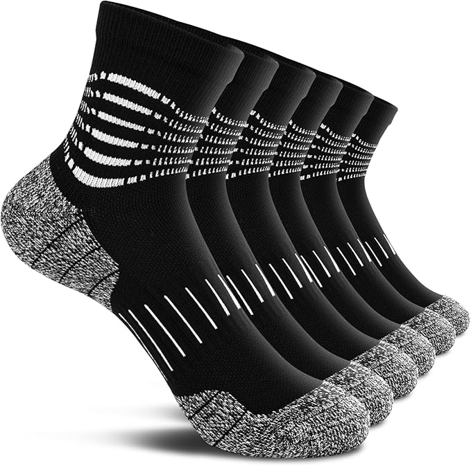 IRAMY Ankle Compression Socks for Men Athletic Running Socks with Cushioned Support 3 Pairs