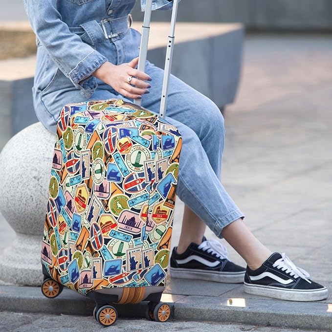 HYPER VENTURE Washable Luggage Cover - Fashion Suitcase Protector Fits 31-32 Inch Luggage (World Voyage, XL)