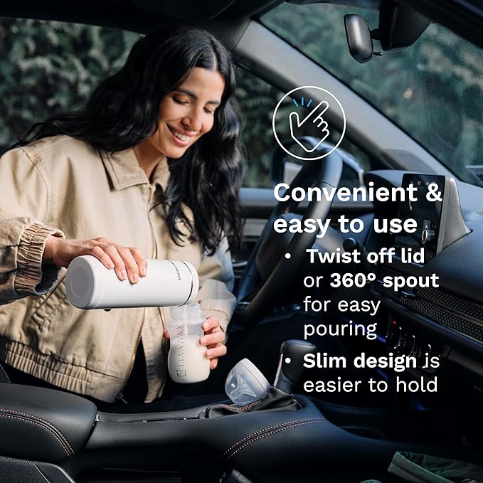 Baby Brezza SuperFast Portable Baby Bottle Warmer – 67% Faster - Travel Breastmilk Warmer and Formula Warmer - Safe, Even Heating - Up to 9oz - No Adapters, Grey