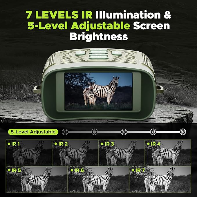 Night Vision Goggles, 4K Night Vision Binoculars, 3'' HD Screen & 10X Digital Zoom, 5000mAh Battery and 32GB TF Card, 1500FT Viewing Range for Camping & Security