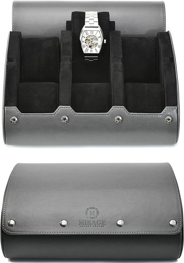 Watch cases for men 6 slot travel case organizer - Slate Grey