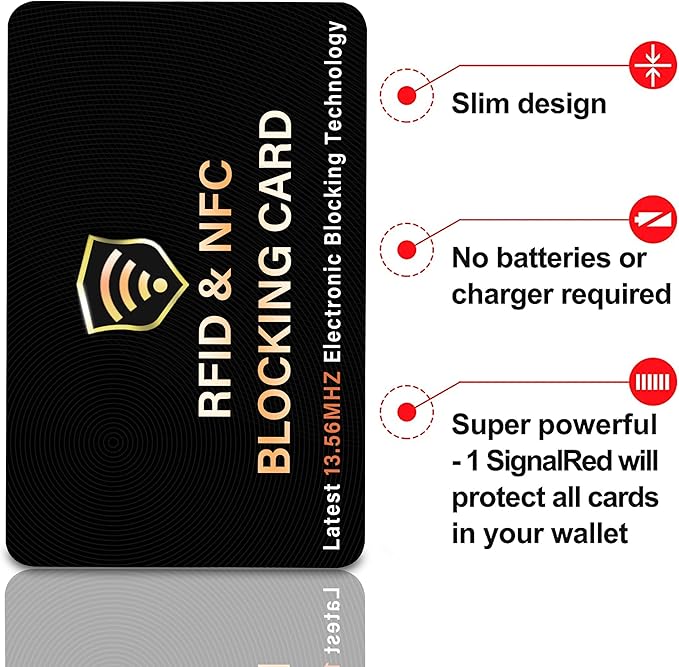 SaiTech IT 10 Pack RFID Blocking Card, One Card Protects Entire Wallet Purse, NFC Contactless Bank Debit Credit Card Protector ID ATM Guard Card Blocker–(Black)