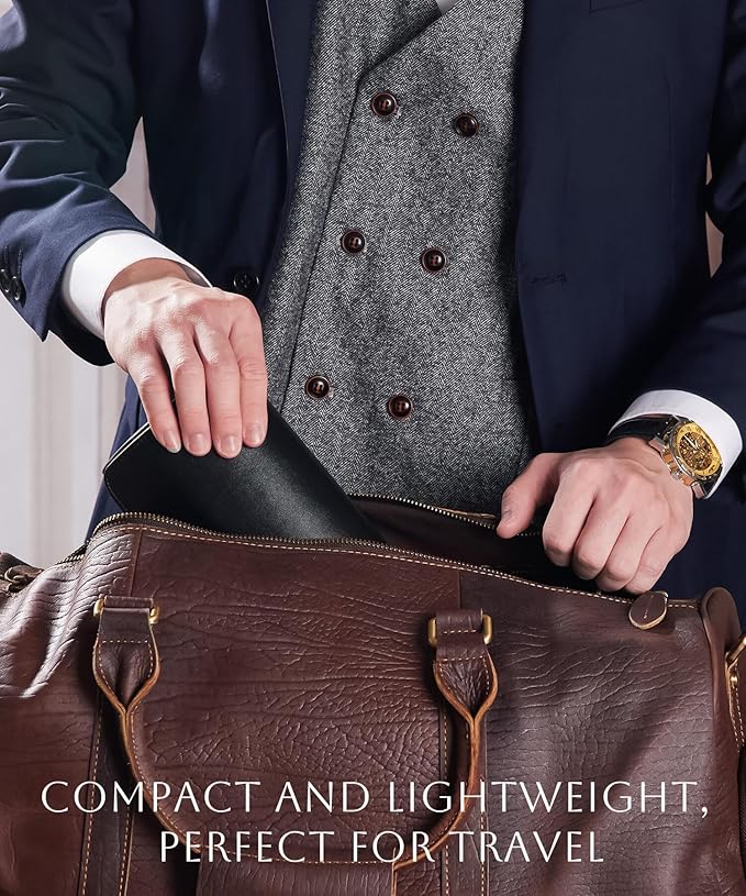 Homde Travel Watch Box Leather: Traveling Case for Men - Luxury Watch Roll for Wristwatch on the Go (black, M)
