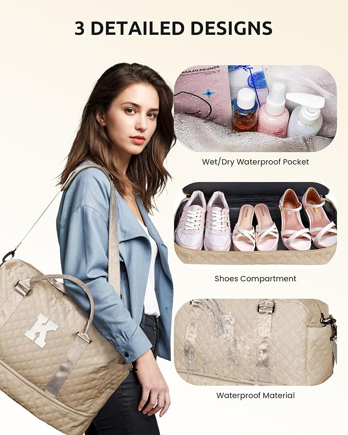 Women Group Gift Ideas, Gifts for Women-Kids Travel Bags with Shoe Compartment, Personalized Weekender Bag, Monogram Overnight Bag for Women, Letter Travel Bag with Makeup Bag (Letter Y)