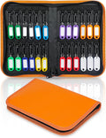 Uniclife Zippered Key Case Organizer Waterproof and Fireproof Orange Key Binder with 24 Hooks and Tags Portable Key Storage Book for Offices Real Estate Agencies Hotels and Rental Management (Orange)