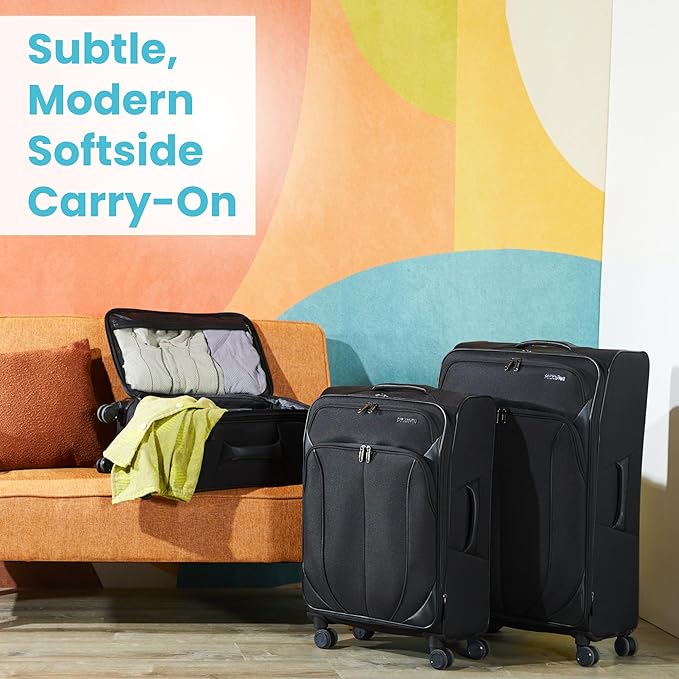 American Tourister 4 KIX 2.0 Expandable Softside Luggage with Spinner Wheels, 28 SPINNER, CLASSIC BLUE