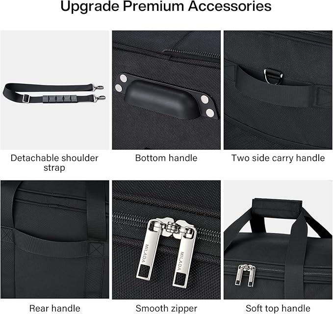 MILADA Expandable Luggage Bags for Travel Foldable Suitcase with Wheels Collapsible Rolling Travel Duffle Bag Lightweight Large Suitcases without Telescoping Handle, Black