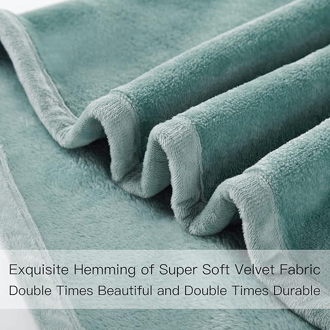 Surii Home Luxury Microfiber Flannel Blanket, Super Soft, Warm, Cozy, Fluffy, and Breathable, Perfect Throws for Bed, Couch, Sofa, for All Season Use. 350GSM Travel Size 50x60 Inches(Turquoise Blue)