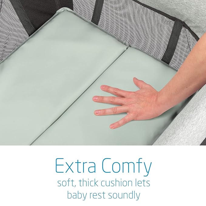 Maxi-Cosi Swift Lightweight Portable Playard, 1-Step Fold PlaypenWith Travel Bag, 2-Stage Mattress for Newborn to Toddlers, Essential Graphite