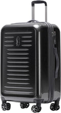 Spyder Rails 25 Inch Expandable Hardside Upright Suitcase with 360° Spinner Wheels, TSA Approved Lock, Black