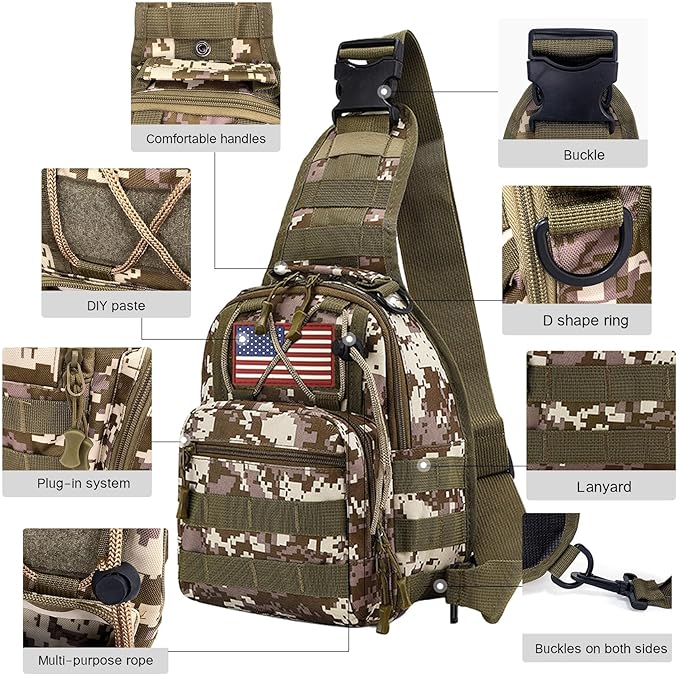 80L 2Pcs Hiking Backpack for Men with Sling Tactical Backpack - Rucksack Molle Military Tactical Waterproof Lightweight Camping Backpack 3 Day Assault Pack for Travel, Climbing, Backpacking