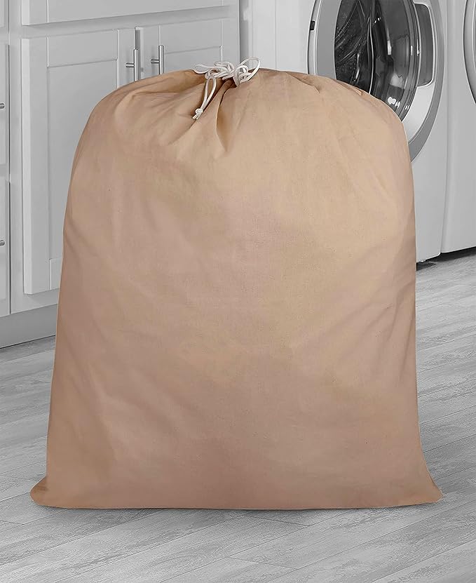 Urban Villa Laundry Bag Canvas|Dirty Clothes Travel Laundry Bag|Machine Washable|Reusable College Hostel Hamper Liner Bag for Garments Delicates Drawstring Closure 1 Pack Taupe Color|Size 28X36 Inches