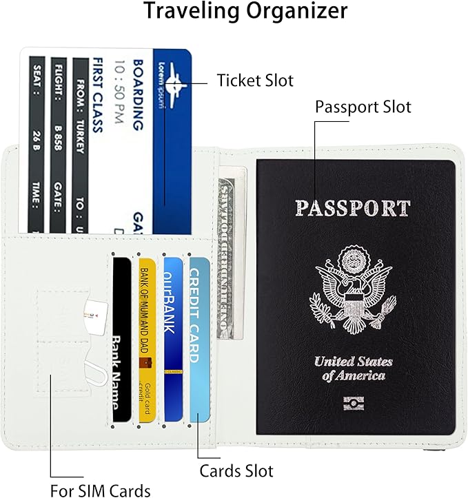 Passport Holder for Women and Men PU Leather Passport Cover for Travel (Wood Print)