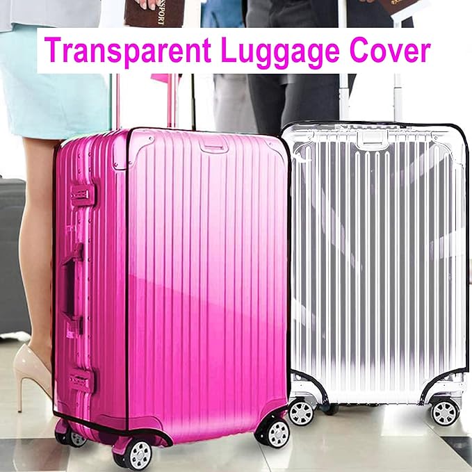 24 Inch Full Clear PVC Suitcase Cover Protectors for TSA Approved Travel Luggage Protector Covers Set Transparent Luggage Case Suitcase Suitable for 24"-25" Full Clear