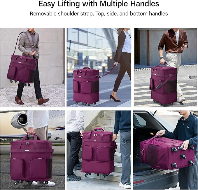 Hanke Expandable Collapsible Luggage with Wheels Suitcase Luggage Rolling Travel Bag Duffel Bag for Men Women Lightweight Suitcase Large Capacity Luggage with Spinner Wheel (Purple)
