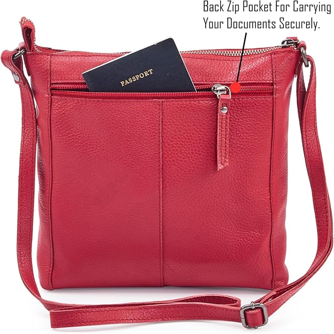 Small Soft Genuine Leather Crossbody Purse Women’s Sling Crossover Shoulder Travel Handbag with Triple Zipper