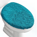 Microfiber Elongated Toilet Seat Cover 19.5"x 15" Machine Washable Solid Toilet Lid Cover Adjustable Rubber Backing Fits Most 18-19.5" L x 14-16" W Elongated Toilet Seat