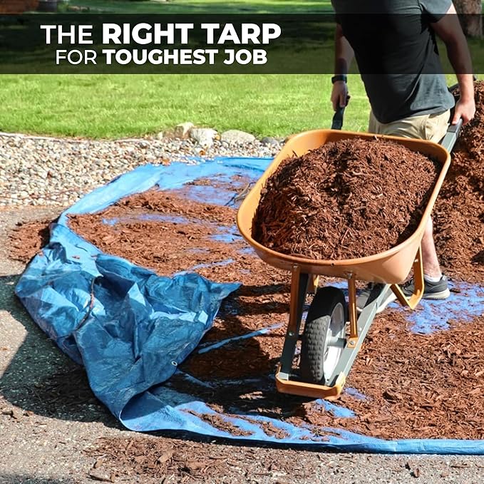 Tarps Heavy Duty Waterproof 12x20-12 mil Thick Camping Tent - Blue Tarp 12x20 UV Resistant, Rip & Tear Proof with Metal Grommets – Multipurpose Use for Camping, Tent, Boat, RV, Car, & Pool Cover