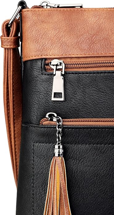 MASINTOR Crossbody Purses for Women, Multi Pocket Casual Crossbody Bag, Adjustable Strap Shoulder Bag with Tassel