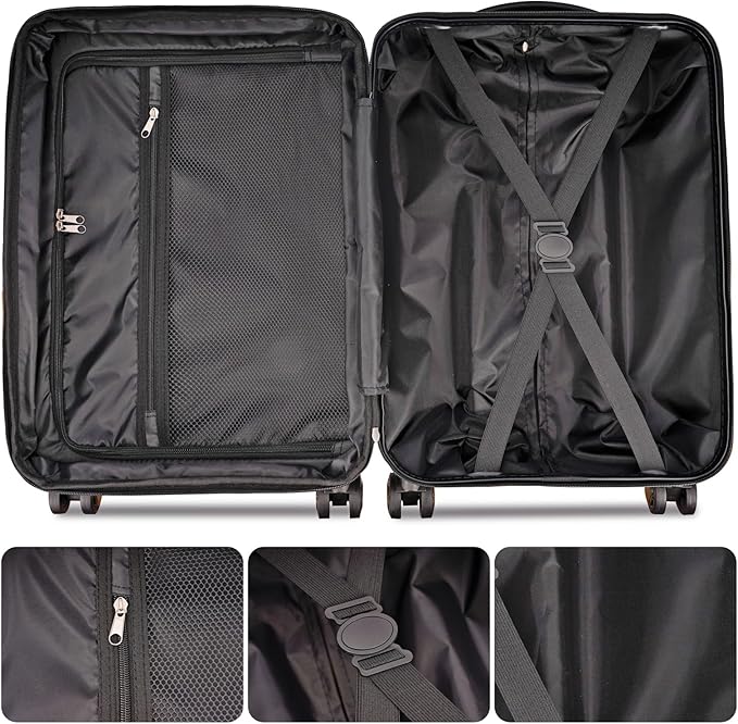 GinzaTravel Luggage Sets 3-Piece Expandable Suitcases with Wheels PC+ABS Durable Hardside Luggage sets TSA lock (3-Piece Set(20"/25"/29"), Dark Gray)