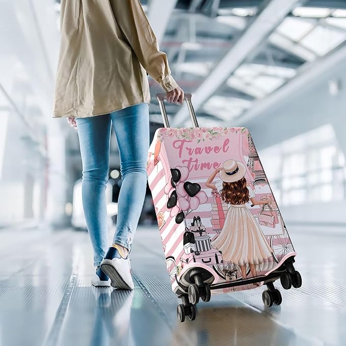 Travel Luggage Cover Suitcase Protector Fits 18-32 Inch Wheel Covers PatternedTravel Related Items Flower Luggage Protector Elastic XL