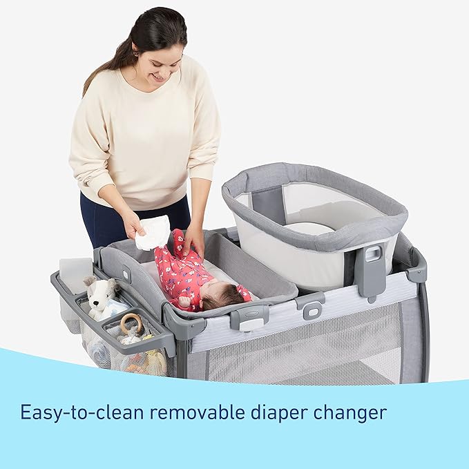 Graco Pack ’n Play Sit ’N Grow Playard, Portable Infant Bassinet, Adjustable Seat, Built‑In Storage