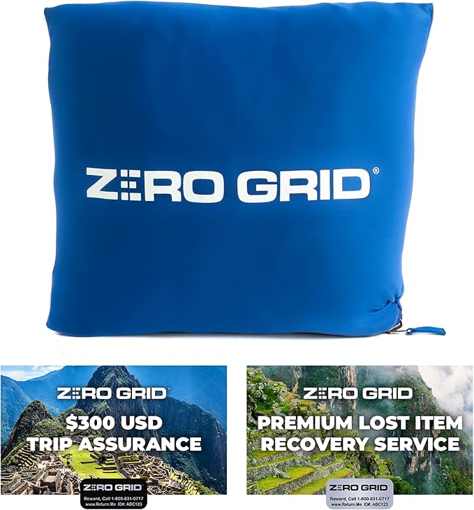 Lightweight Travel Blanket - Premium & Compact Airplane Wearable Blanket with Neck Snaps, Cozy Foot Pockets, Zipper Pouch - Converts into Soft Pillow - Designed for Ultimate Comfort - Royal Blue