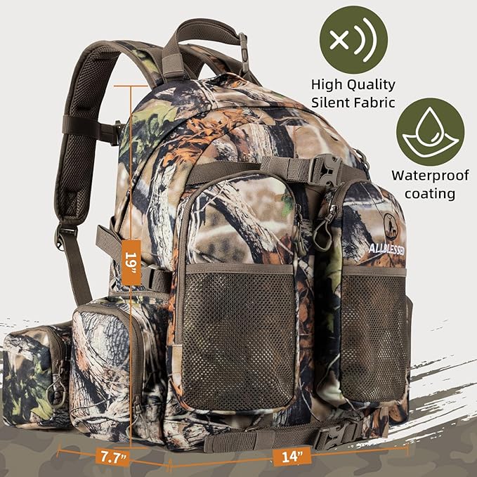 hunting backpack for men Waterproof Camo Pack Hunting gifts for men gear Hunting Day Pack-BlessedBark-35L