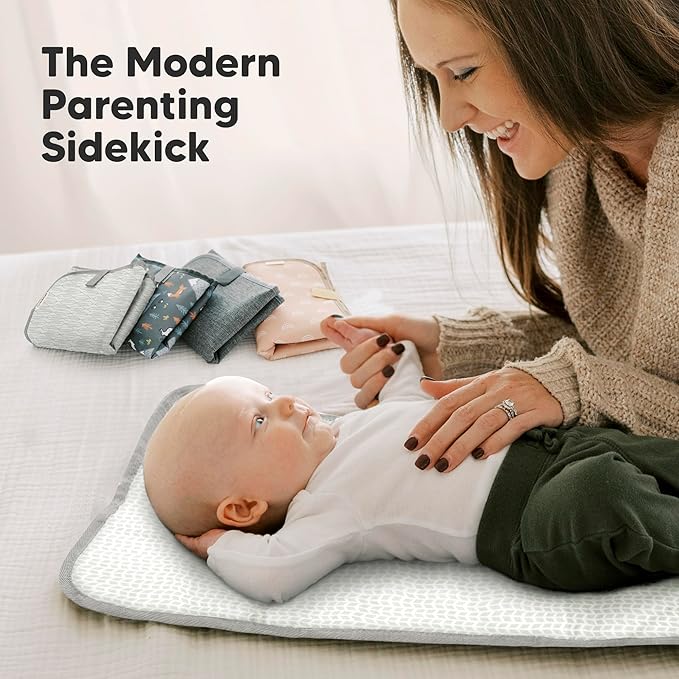 KeaBabies Portable Diaper Changing Pad, Easy Wipe Clean - Foldable Waterproof Baby Changing Mat for Diaper Bag, Compact, Lightweight, 25x13 Baby Changer Travel Essential, Machine Washable (Prism)