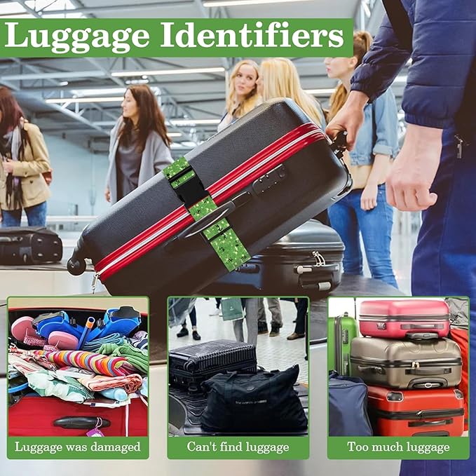 Luggage Straps for Suitcases TSA Approved, Luggage Identifiers for Suitcase, Adjustable Suitcase Strap for Baggage Security with Cute Patten, Travel Necessary Accessories (Tussock)
