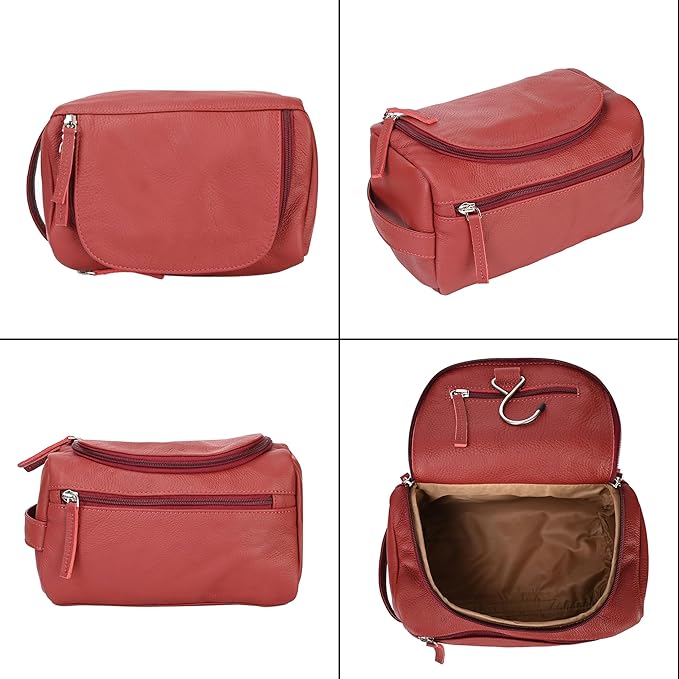 Leather Toiletry Bag For Men Women Dopp Kit Mens Hanging Toiletry Bag (PREMIUM LEATHER) Travel Toiletry Bag for Traveling Large TSA Approved Cosmetic Travel Bag for Toiletries Shaving Bag - SAVANNA