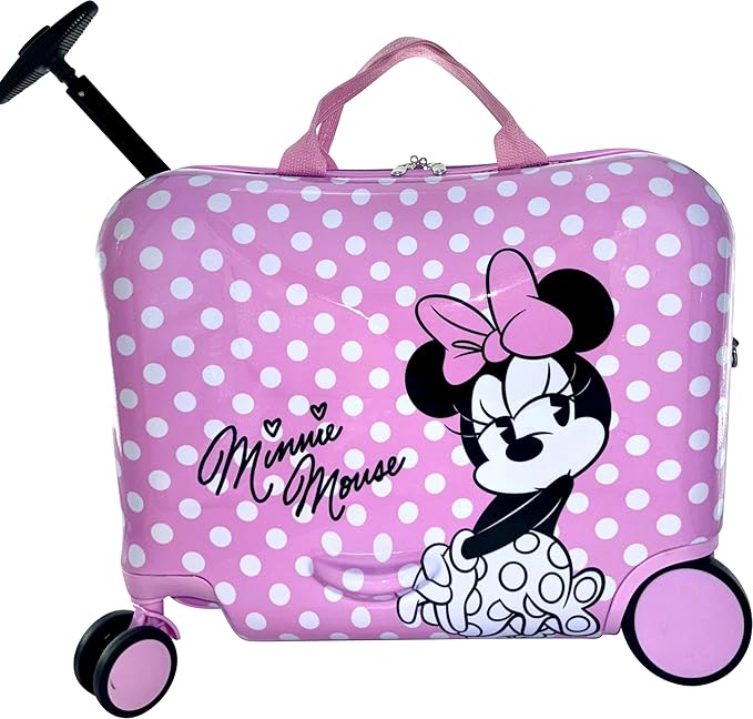 Fast Forward Ride-On 18" Suitcase For Kids/Tow-Along Toddler Carry-On Luggage With Wheels (Minnie Mouse)