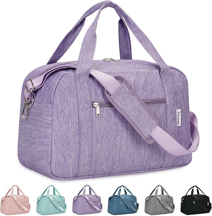 Narwey 18" Carry on Bag Underseat for Airplane with Wet Pocket Spirit Airlines Personal Item Bag Travel Duffel Bag Small Gym Bag Weekender Overnight for Women and Men (Purple)
