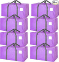 8 Pack Extra Large Moving Bags Heavy Duty Packing Bags with Extra Long Handles and Zippers Storage Totes for College Students Room Dorm Essentials Packing Supplies(Purple)