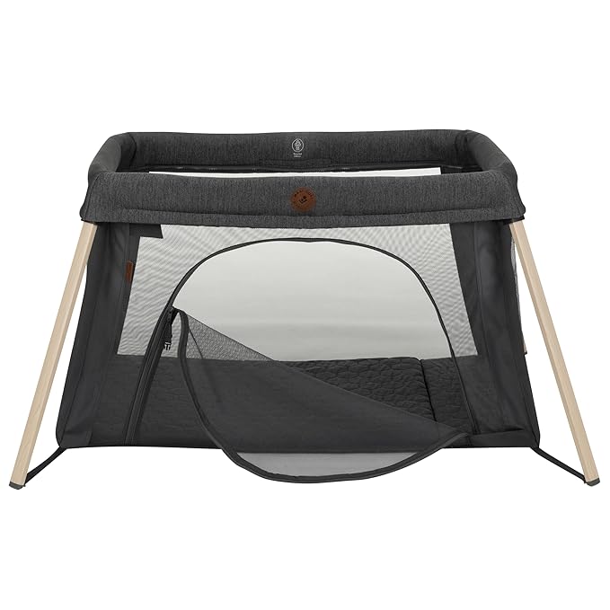 Maxi-Cosi Calao Travel Playard, Infant Bassinet, Toddler Playpen, Portable, Lightweight, Foldable, Easy Setup, with Carry Bag, Breathable Mesh, Classic Graphite