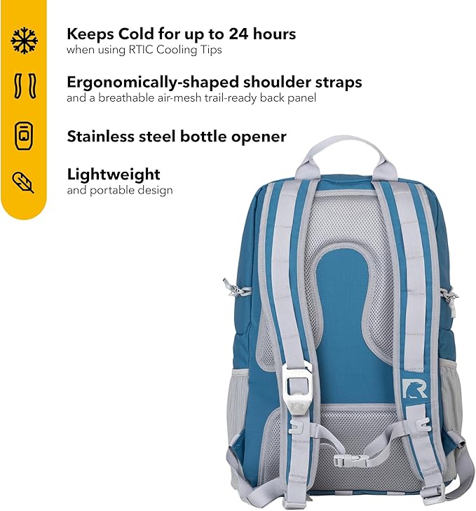 RTIC Chillout 24 Can Backpack Cooler Insulated Portable Soft Cooler Bag for Lunch, Beach, Drink, Beverage, Travel, Camping, Picnic, Car, Hiking
