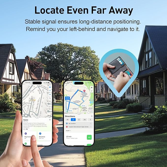 2025 [Apple MFi Certified] (iOS Only) Bluetooth Tracker Smart Finder for Apple Find My, iPhone Card Wallet Finder GPS Tracker, 5-10 Years Battery, Keys Finder and Item Locator for Keys, Bags, Passport
