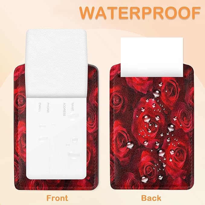 Romantic Elegant Red Roses PU Leather Luggage Tags for Suitcase, Travel Cruise 3 Pack with Privacy Flap, Name ID Label and Metal Loop for Women Men Girls Baggage Bag Backpack