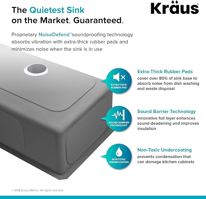 Kraus Kitchen Sinks Undermount - 33 Inch Stainless Steel Kitchen Sink, 60/40 Double Bowl, 16 Gauge, Model KHU103-33