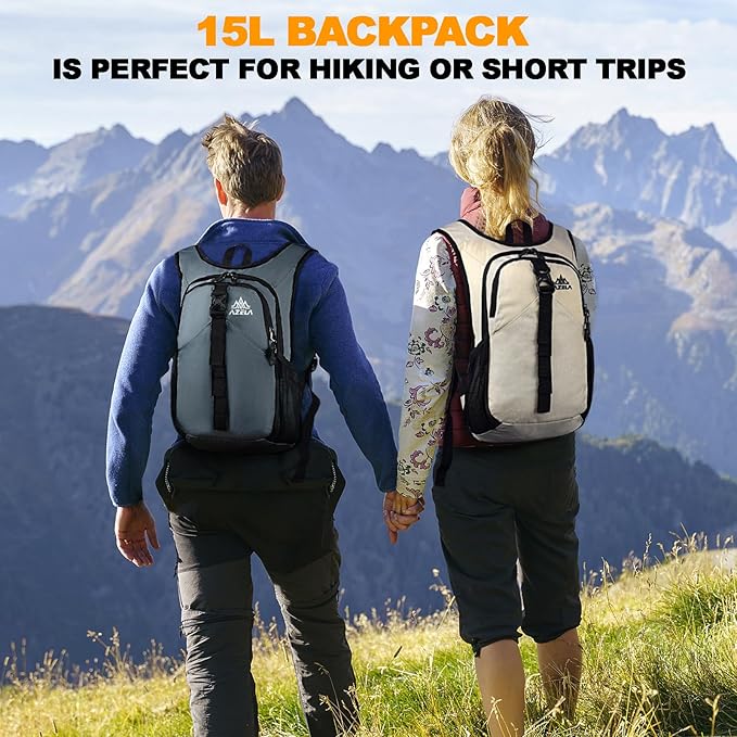 Seektop 15L Small Hiking Backpack for Women Men, Foldable Packable Backpack with Phone Pocket, Lightweight Travel Daypack for Hiking Camping Outdoor (Beige)