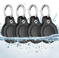 RFUNGUANGO Premium Waterproof Airtag Case, 4 Pack, Durable and Scratch Resistant, Suitable for Luggage, Backpacks, Dog Collars. All-Round Protection for Airtag, Black