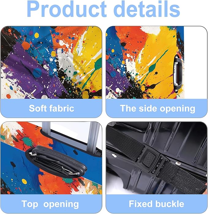 Luggage Cover Washable Suitcase Protector Anti-scratch Suitcase cover Fits 20-34 Inch Luggage (Watercolor, XL(32-34inch suitcase))