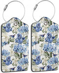 Hibiscus Flowers Luggage Tag,Bird Watercolor Luggage Tags of Set 2 Leather Identifiers Privacy Cover with Stainless Steel Loop for Women Men Travel Bag Suitcase